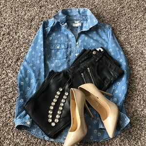 Loft chambray softened button down shirt